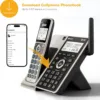 AT&T Cordless Phone 5 Handset with Bluetooth, Landline Phones for Home, Answering System, Smart Call Blocker, DECT 6.0 Extended Range, 2" Backlit Screen, Lighted Keypad with Big Buttons, BL3107-5