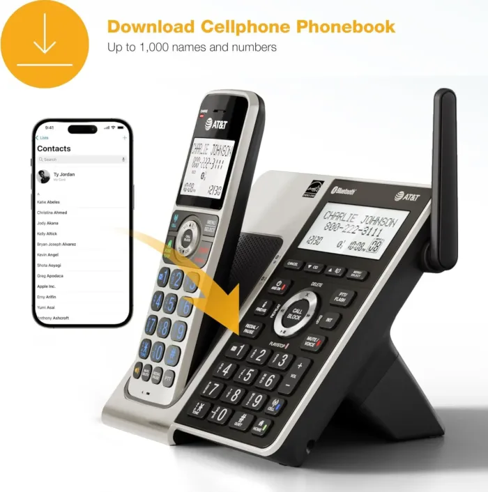 AT&T Cordless Phone 5 Handset with Bluetooth, Landline Phones for Home, Answering System, Smart Call Blocker, DECT 6.0 Extended Range, 2" Backlit Screen, Lighted Keypad with Big Buttons, BL3107-5 - Image 6