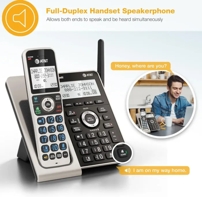 AT&T Cordless Phone 5 Handset with Bluetooth, Landline Phones for Home, Answering System, Smart Call Blocker, DECT 6.0 Extended Range, 2" Backlit Screen, Lighted Keypad with Big Buttons, BL3107-5 - Image 9