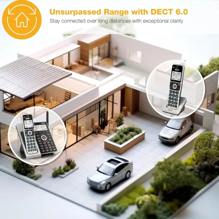 AT&T Cordless Phone 5 Handset with Bluetooth, Landline Phones for Home, Answering System, Smart Call Blocker, DECT 6.0 Extended Range, 2" Backlit Screen, Lighted Keypad with Big Buttons, BL3107-5 - Image 10