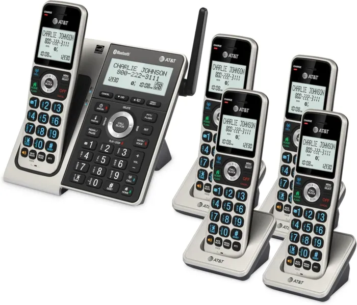 AT&T Cordless Phone 5 Handset with Bluetooth, Landline Phones for Home, Answering System, Smart Call Blocker, DECT 6.0 Extended Range, 2" Backlit Screen, Lighted Keypad with Big Buttons, BL3107-5 - Image 14