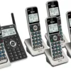 AT&T Cordless Phone 5 Handset with Bluetooth, Landline Phones for Home, Answering System, Smart Call Blocker, DECT 6.0 Extended Range, 2" Backlit Screen, Lighted Keypad with Big Buttons, BL3107-5