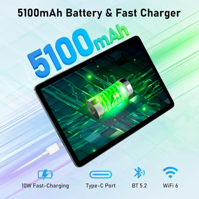 Blackview 10 inch Android Tablet, 2025 Android 14 Tablet with 12(4+8) GB+128GB 2TB Expand, Dual Speakers and Camera, BT5.3, WiFi 6, Google GMS, 2.0GHz CPU, Support Widevine L1, PC Mode,Blue - Image 4