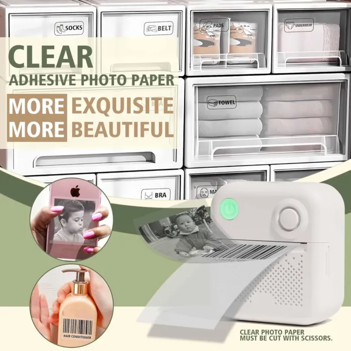 Label Maker Machine with 6 Waterproof Tapes, Thermal Label Maker, Portable Mini Bluetooth Label Printer with Clear Tape for Home, Kitchen, School, Office Organization - Image 4
