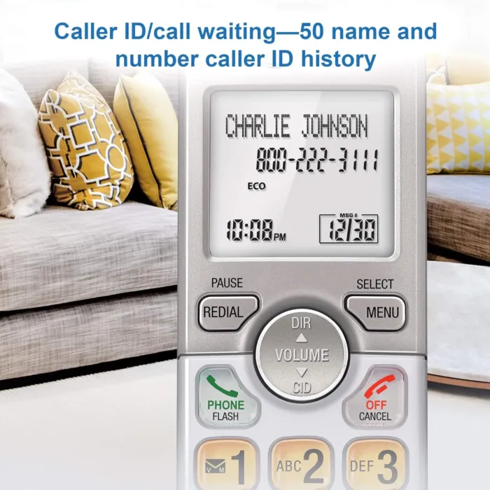 AT&T EL51203 2 Handset DECT 6.0 Cordless Home Phone Full-Duplex Handset Speakerphone, Backlit Display, Lighted Keypad, Caller ID/Call Waiting, Phonebook, Eco Mode, Voicemail Key, Quiet Mode,Intercom - Image 6