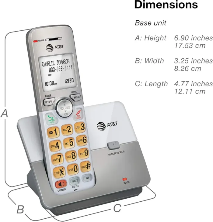 AT&T EL51203 2 Handset DECT 6.0 Cordless Home Phone Full-Duplex Handset Speakerphone, Backlit Display, Lighted Keypad, Caller ID/Call Waiting, Phonebook, Eco Mode, Voicemail Key, Quiet Mode,Intercom - Image 10