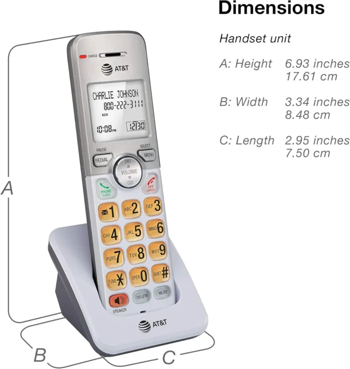 AT&T EL51203 2 Handset DECT 6.0 Cordless Home Phone Full-Duplex Handset Speakerphone, Backlit Display, Lighted Keypad, Caller ID/Call Waiting, Phonebook, Eco Mode, Voicemail Key, Quiet Mode,Intercom - Image 11
