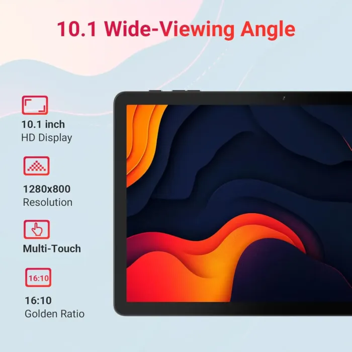 2025 Google Tablet 10.1" Android 14, MTK Helio G80 Octa-Core 12GB RAM 128GB, HD IPS Touchscreen, Wi-Fi 6, BT 5.0, 6000mAh Battery, Dual Camera, Stand Case, Widevine L1, Gray - Image 6