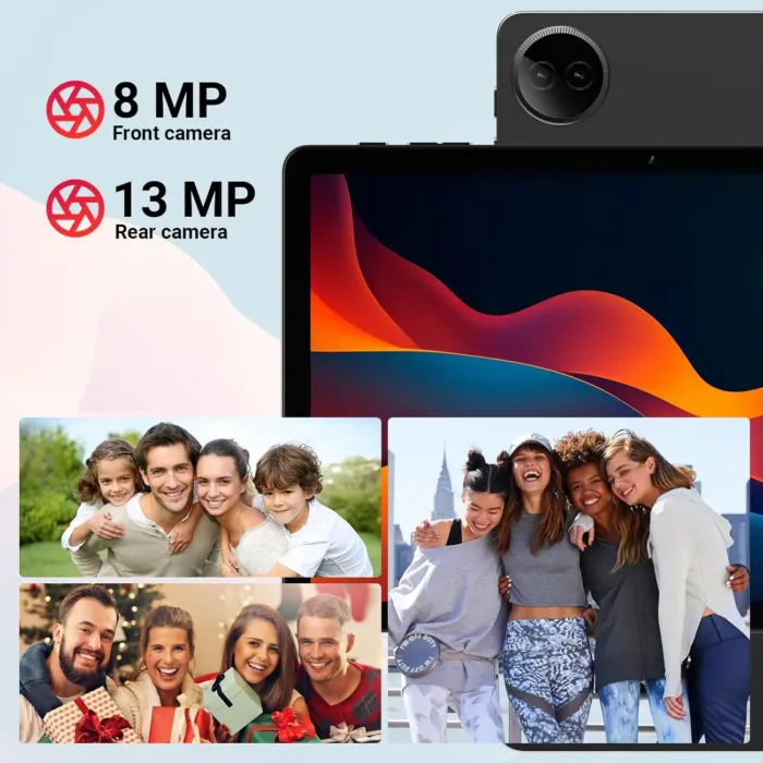 2025 Google Tablet 10.1" Android 14, MTK Helio G80 Octa-Core 12GB RAM 128GB, HD IPS Touchscreen, Wi-Fi 6, BT 5.0, 6000mAh Battery, Dual Camera, Stand Case, Widevine L1, Gray - Image 7