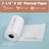 (5 Rolls) 2 1/4 x 50 Thermal Receipt Paper Rolls, POS Cash Register Paper Rolls, BPA Free 2.25x50ft Long Per Thermal Paper Receipt