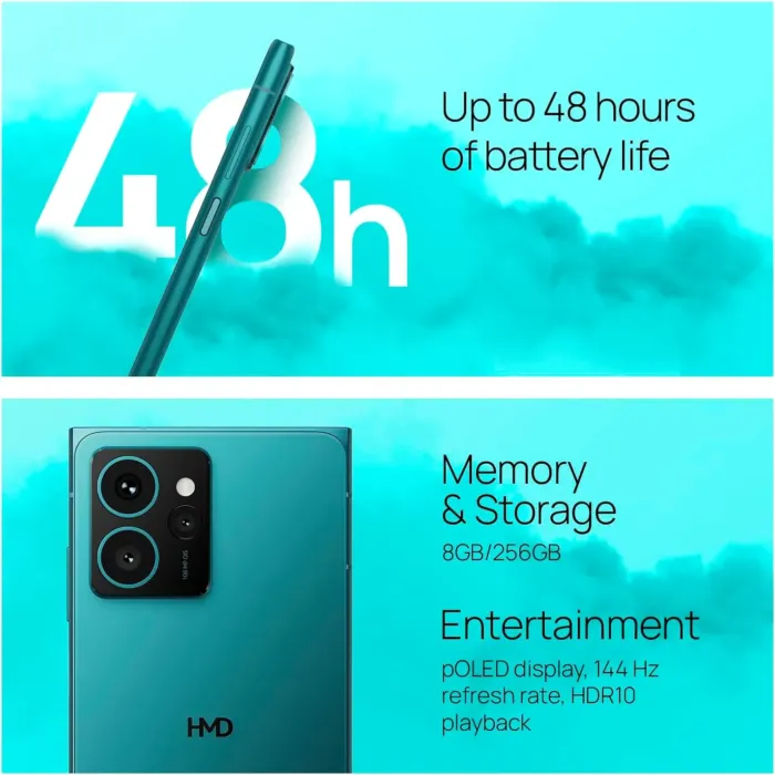 Skyline 5G | Android 14 | Unlocked Smartphone | Dual SIM | US Version | 8/256GB | 6.55" 144Hz pOLED Screen | 108MP Triple Camera | 50MP Selfie Camera | Blue Topaz - Image 7