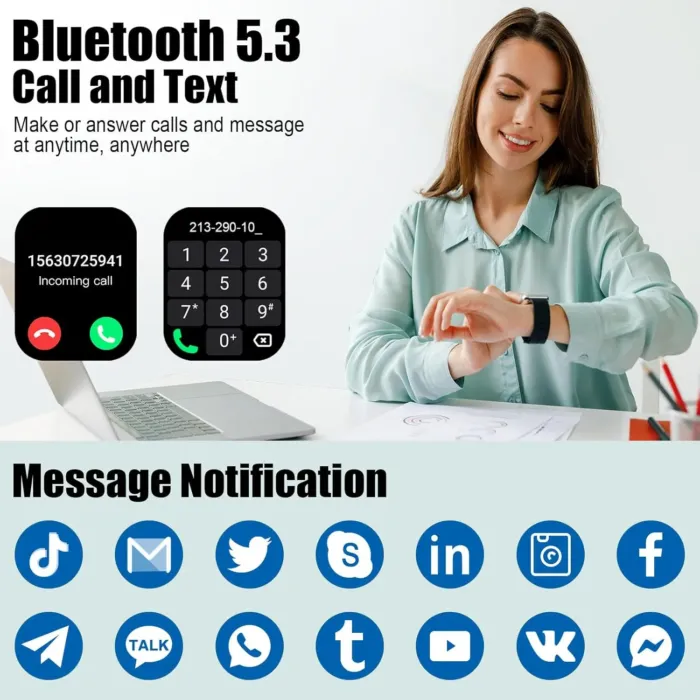 Smart Watch for Men Women, 1.96" Fitness Tracker Running Watch (Answer/Make Call), IP68 Waterproof, Pedometer, Sleep/Step/Heart Rate Monitor/Activity, 110+ Sport Modes Smartwatch for Adroid iOS Phone - Image 3