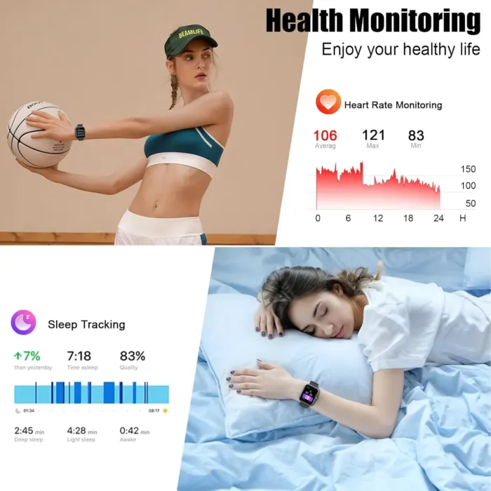 Smart Watch for Men Women, 1.96" Fitness Tracker Running Watch (Answer/Make Call), IP68 Waterproof, Pedometer, Sleep/Step/Heart Rate Monitor/Activity, 110+ Sport Modes Smartwatch for Adroid iOS Phone - Image 5