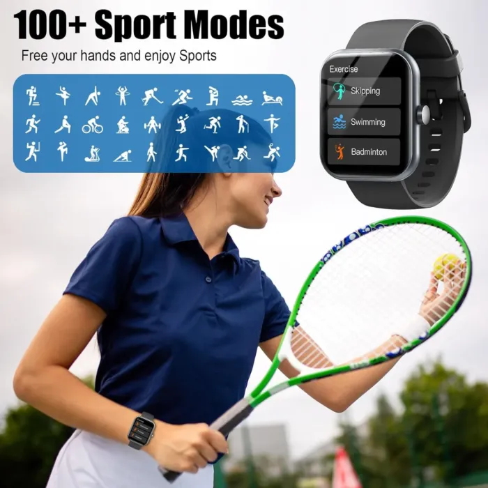 Smart Watch for Men Women, 1.96" Fitness Tracker Running Watch (Answer/Make Call), IP68 Waterproof, Pedometer, Sleep/Step/Heart Rate Monitor/Activity, 110+ Sport Modes Smartwatch for Adroid iOS Phone - Image 6