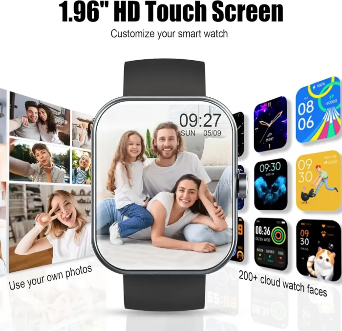 Smart Watch for Men Women, 1.96" Fitness Tracker Running Watch (Answer/Make Call), IP68 Waterproof, Pedometer, Sleep/Step/Heart Rate Monitor/Activity, 110+ Sport Modes Smartwatch for Adroid iOS Phone - Image 7