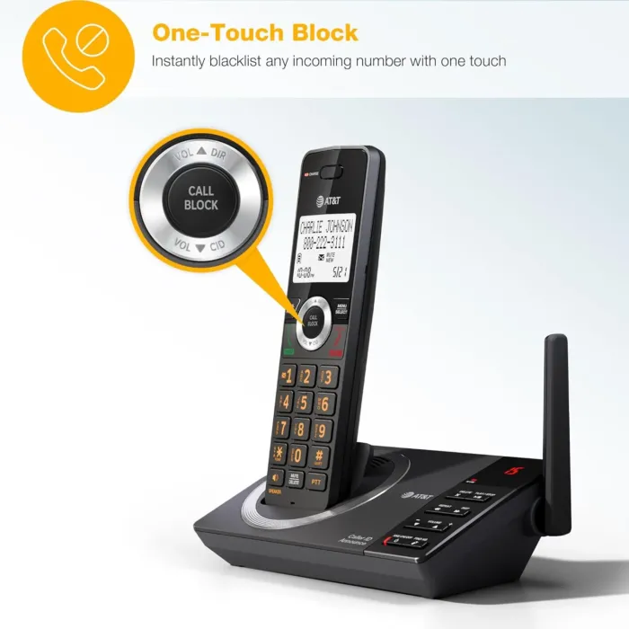 AT&T 4-Handset Expandable DECT 6.0 Cordless Home Phone with Large Display, Big Buttons, Answering Machine, Smart Call Blocker, Long Range, Caller ID, Speakerphone, Intercom: CL82418 (Charcoal Black) - Image 7