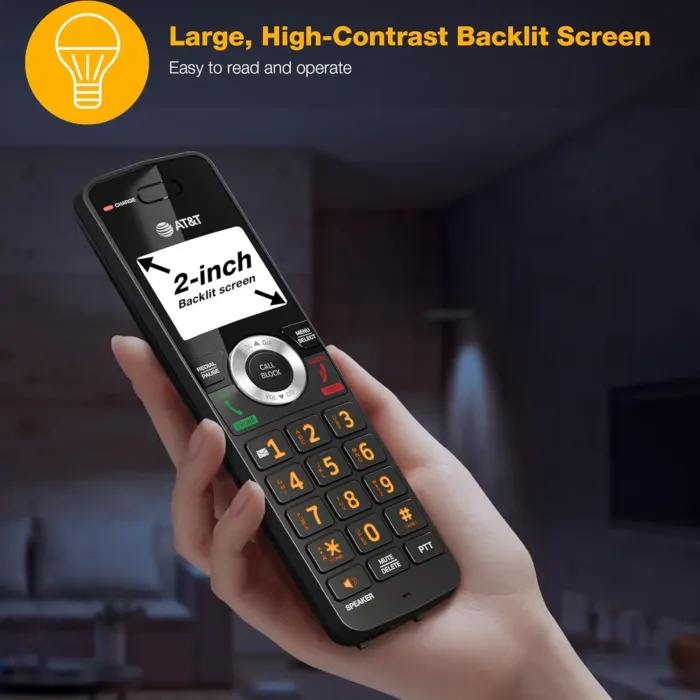 AT&T 4-Handset Expandable DECT 6.0 Cordless Home Phone with Large Display, Big Buttons, Answering Machine, Smart Call Blocker, Long Range, Caller ID, Speakerphone, Intercom: CL82418 (Charcoal Black) - Image 8