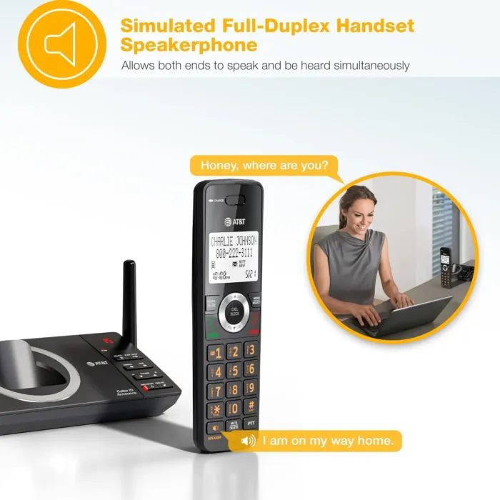 AT&T 4-Handset Expandable DECT 6.0 Cordless Home Phone with Large Display, Big Buttons, Answering Machine, Smart Call Blocker, Long Range, Caller ID, Speakerphone, Intercom: CL82418 (Charcoal Black) - Image 9