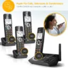 AT&T 4-Handset Expandable DECT 6.0 Cordless Home Phone with Large Display, Big Buttons, Answering Machine, Smart Call Blocker, Long Range, Caller ID, Speakerphone, Intercom: CL82418 (Charcoal Black)