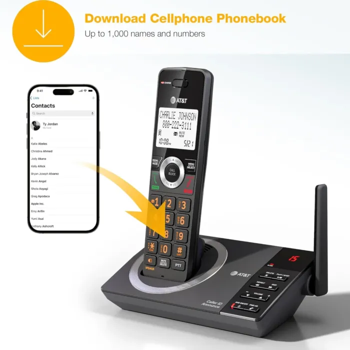 AT&T 4-Handset Expandable DECT 6.0 Cordless Home Phone with Large Display, Big Buttons, Answering Machine, Smart Call Blocker, Long Range, Caller ID, Speakerphone, Intercom: CL82418 (Charcoal Black) - Image 11