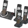 AT&T 4-Handset Expandable DECT 6.0 Cordless Home Phone with Large Display, Big Buttons, Answering Machine, Smart Call Blocker, Long Range, Caller ID, Speakerphone, Intercom: CL82418 (Charcoal Black)