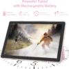 Android 15 Tablet 10 inch Tablets with Case, 10GB RAM + 64GB ROM (Expand to 1TB), Quad Core Processor Tablets, 5G WiFi 6, BT5.0, 1280x800 HD Screen, 6000mAh, Dual Camera, GMS, Widevine L1, Pink