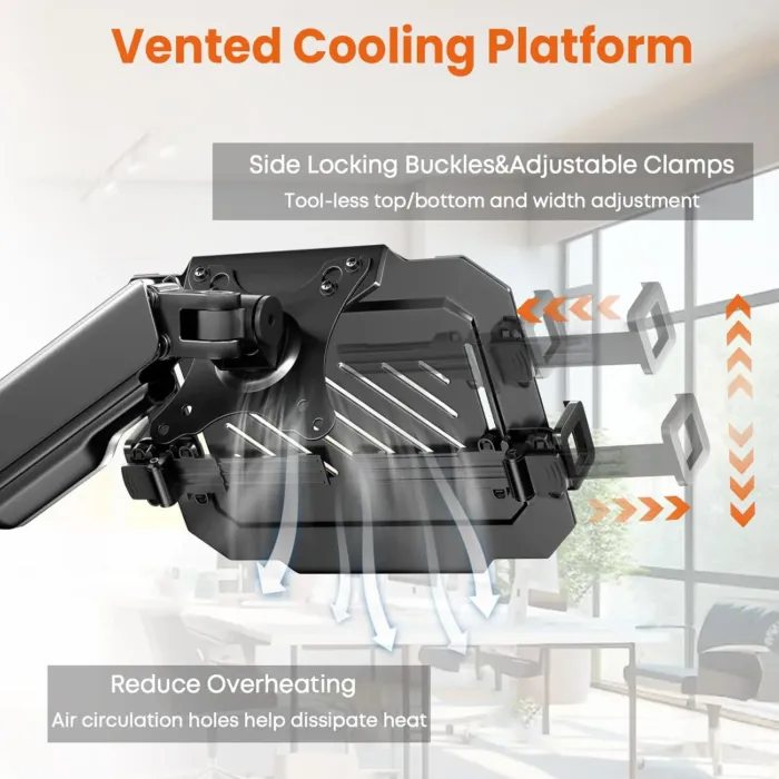 2-in-1 Laptop Wall Mount with Detachable Tray | Gas Spring Adjustable Arm for 12-17 Inch Laptops & Monitors | Full Motion Articulating Stand | Holds 2.2-19.8 lbs (Black) - Image 6