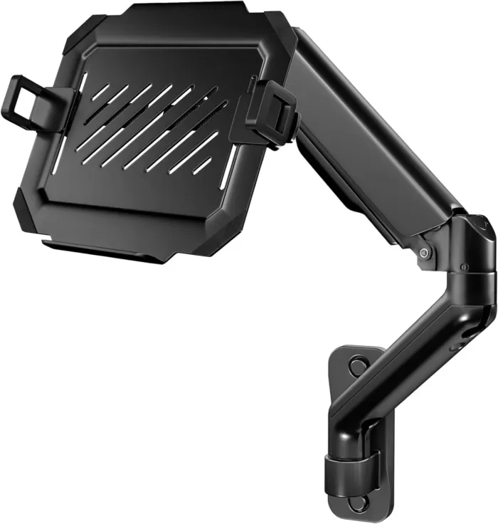 2-in-1 Laptop Wall Mount with Detachable Tray | Gas Spring Adjustable Arm for 12-17 Inch Laptops & Monitors | Full Motion Articulating Stand | Holds 2.2-19.8 lbs (Black) - Image 2