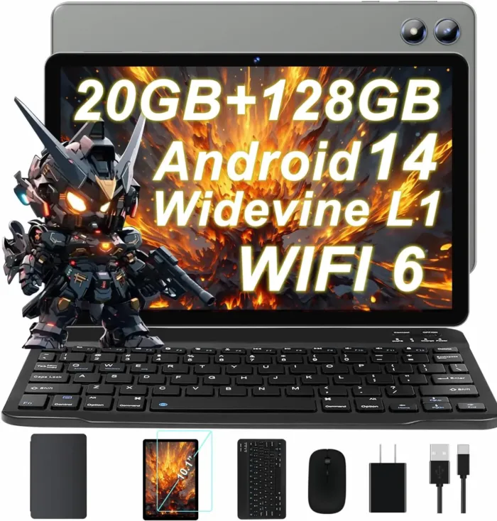 2025 Android 14 Tablet 20GB RAM 128GB ROM 1TB Expand, 10 Inch Octa-Core Tablets with 5G WIFI 6, Tablet with Keyboard, Mouse, Case, 6000mAh Battery, HD IPS Display, Widevine L1, Split Screen -Grey - Image 2