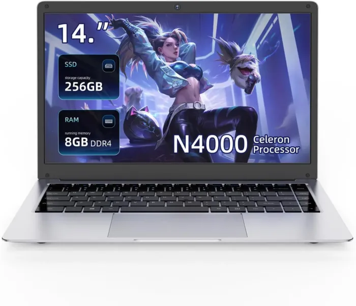2025 Laptop,14'' Windows Laptop,Computer laptops,Celeron N4000 Processor, 8 GB RAM, 256 GB Storage,14-inch HD Display, Windows 11, Laptop for Business, Office or Student use (Z141-N4000-silver-8+256) - Image 2