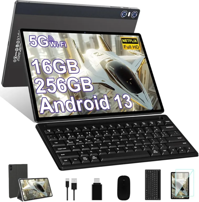 2025 Tablet 11 Inch Screen 2K Tablet Octa-Core 2.0 GHz,16GB RAM+256GB ROM+TF 1TB /2000 * 1200 Pixel/8MP+20MP+2MP Macro/10000 mAh/5G WiFi Metal Cover with Mouse Keyboard Brown - Image 2