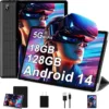 2025 Tablet Android 14 Tablets with 128GB ROM+18GB RAM, 1TB Expand, Powerful Octa-Core, WiFi 6, BT5.0, 6000mAh, Widevine L1, Black