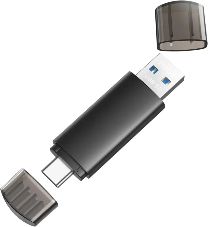 256GB USB C Flash Drive Dual USB 3.0 Flash Drive Type C + USB A Portable Type-C Flash Drive 2-in-1 USB-C Thumb Drive for Smartphone Tablet Computer Mac iPhone 15 Black - Image 2