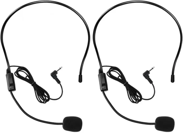 2Pcs Microphone Headset Mic, Flexible Wired Boom for Voice Amplifier, 3.5mm Connector Jack Headset Microphone for Singing, Speaking, Teachers, Coaches, Presentations, Seniors and More - Image 2