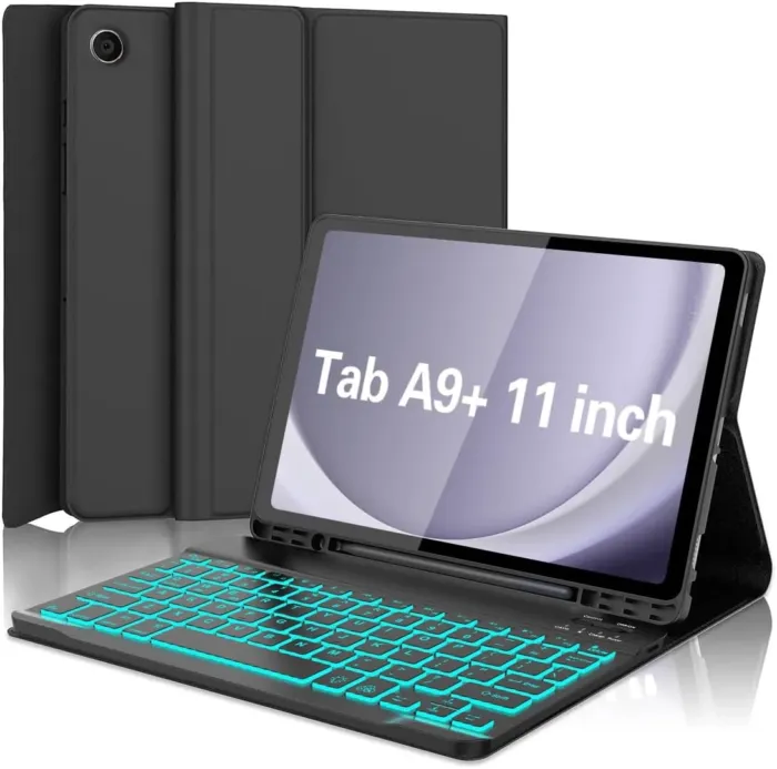 Galaxy Tab A9 Plus Case with Keyboard 5G 11 Inch 2023 (SM-X210/X216/X218), 7 Color Backlit Detachable Tablet Keyboard Cover with S Pen Holder for Samsung Galaxy Tab A9+ 11" (Black) - Image 2
