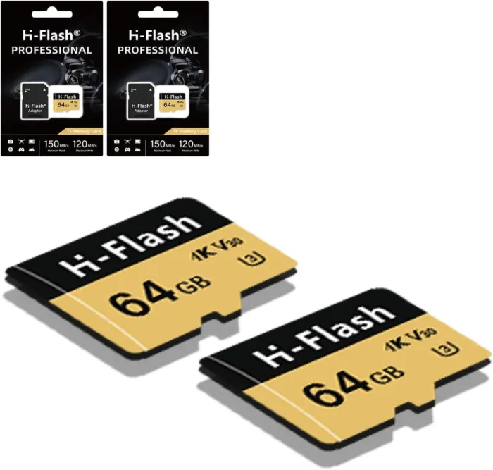 64GB SD Card 2 Pack Adapter, 128GB Memory Card High Speed Up to 150MB/s, A1 V30 U3 4K C10 TF Card for Tablet/Mobile Phone/Camera/Car Audio/Game Console - Image 2