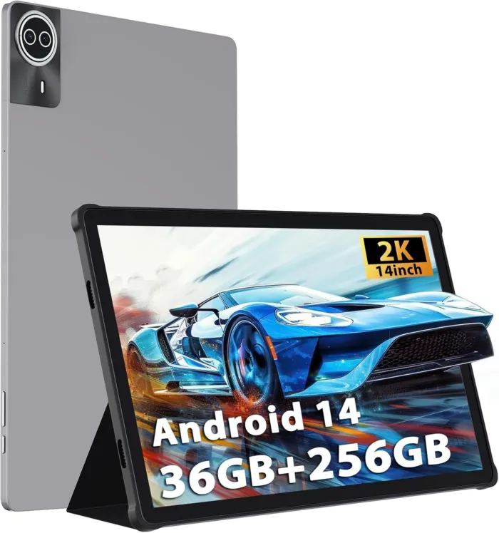 Tablet 2025 Upgraded Android 14, 14" Tablet 36GB+256GB+1TB Expand, 8 Core 2.0GHz, 2K 2240 * 1400 IPS Screen, 11580mAh, 8+13MP Dual Camera, 2.4G+5G WiFi BT5 Android (Silver) - Image 2