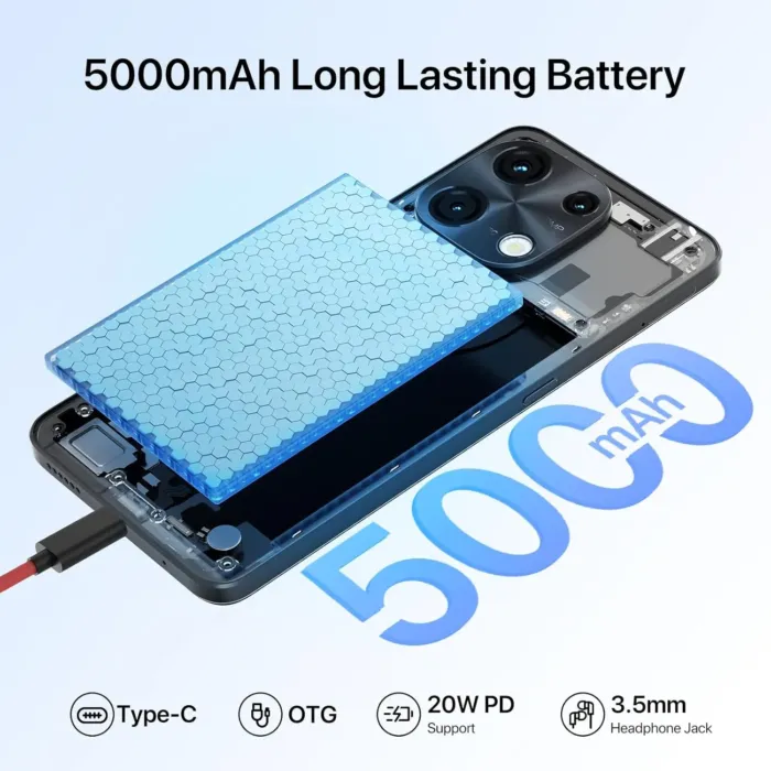 UMIDIGI Note 100 Cell Phone,Android 14 Unlocked Phones,16(8+8) GB+256GB/TF 1TB,6.8''HD+120Hz Display,50MP Camera,5000mAh+20W Fast Charging,4G Dual SIM Android Phone,AI Face/Fingerprint Unlock,NFC,GPS - Image 6