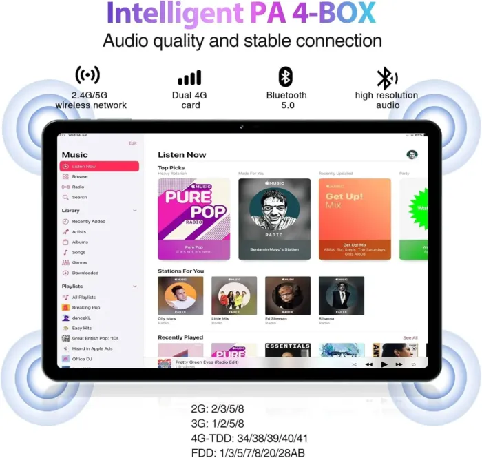 DOOGEE T30S Android 14 11 Inch 2.4K Gaming Tablet, Octa-Core with 16GB+256GB, 1TB Expandable, 8580mAh Battery, 13MP+8MP Camera, 5G WiFi, BT5.0, GPS, Includes Keyboard, Mouse, Stylus Pen and Case - Image 6