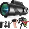 80x100 Monocular-Telescope High Powered for Smartphone Monoculars for Adults High Definition Monocular Telescope for Stargazing Hunting Wildlife Bird Watching Travel Camping Hiking-Black