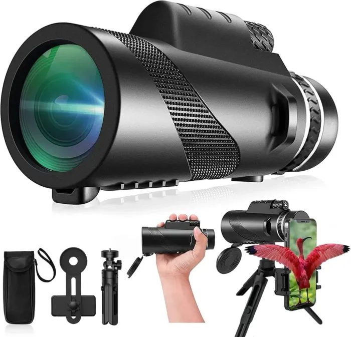 80x100 Monocular-Telescope High Powered for Smartphone Monoculars for Adults High Definition Monocular Telescope for Stargazing Hunting Wildlife Bird Watching Travel Camping Hiking-Black - Image 2