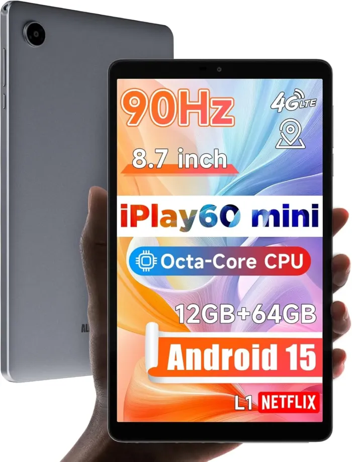 ALLDOCUBE Android 15 Tablet, 8.7" iPlay 60 Mini Tab, 90Hz Reflex, 400Nits, Octa-Core CPU, Widewine L1, Dual Speakers, 4000mAh, 4G LTE+2.4G/5G WiFi+BT 5.0, GPS, 800×1340HD, 12GB+64GB(512GB TF) - Image 2
