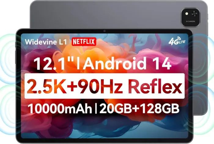 ALLDOCUBE iPlay60 Pad Pro 12.1" Tablet, 2560 * 1600 Resolution 90Hz Reflex, PC Mode, Face Recognition, Android 14 Tablet, 10000mAh, 33W Fast Charging, Widevine L1, 4 Speakers 8MP+16MP, 20GB+128GB+1TB - Image 2