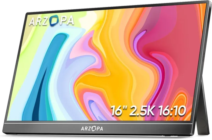 ARZOPA 16" 2.5K Portable Monitor, 2560x1600 QHD IPS Display 123% sRGB with Built-in Stand USB-C HDMI Eye Care External Second Screen for Mac Laptop Phone PS4/5 Xbox Switch -Z1RC - Image 2
