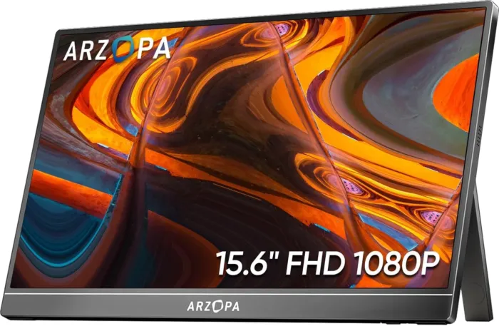 ARZOPA Portable Monitor 15.6'' FHD 1080P - Ultra-Slim Portable Laptop Monitor with Kickstand - IPS Display for PC, MAC, Phone, Xbox, PS5 - USB C & HDMI Connectivity - A1 - Image 2