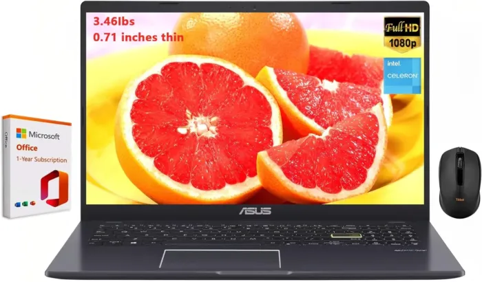ASUS Vivobook Go 15 L510 Laptop, 15.6" FHD, Intel Celeron N4020 Processor, 4GB DDR4 RAM 128GB Storage, 1-Year Microsoft 365, Thin & Light, Win 11 Home S, W/Wireless Mouse - Image 2