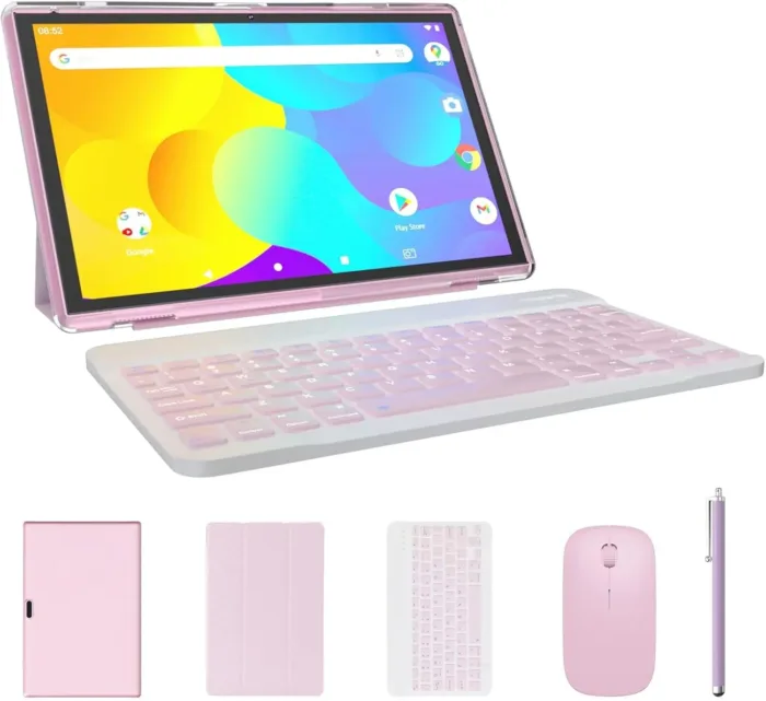 ATOZEE Tablet 2 in 1 Android 14 Tablets with Keyboard 10 inch Tabletas, Include Mouse Stylus Case, 6000mAh 6GB RAM 32GB ROM 1024GB Expandable Tableta, 2MP+8MP Dual Camera, WiFi-6 Bluetooth Tablet PC.