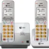 AT&T EL51203 2 Handset DECT 6.0 Cordless Home Phone Full-Duplex Handset Speakerphone, Backlit Display, Lighted Keypad, Caller ID/Call Waiting, Phonebook, Eco Mode, Voicemail Key, Quiet Mode,Intercom