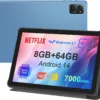 AWOW 10 inch Android 14 Tablet: 2025 8-Core CPU 8GB RAM 64GB ROM 1TB Expandable Widevine L1 Android Tablet 7000mAh Battery OTG IPS Face Recognition, Metal Body + Stand Case