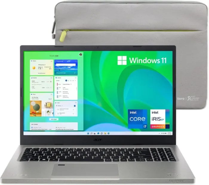 Acer Aspire Vero AV15-51-7617 Green PC | 15.6" FHD IPS 100% sRGB-Display | 11th Gen Intel Core i7-1195G7 | Intel Iris Xe Graphics | 16GB DDR4 | 512GB NVMe SSD | Wi-Fi 6 | PCR Materials | Vero-Sleeve - Image 2
